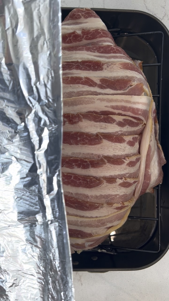 Turkey with bacon bard, raw